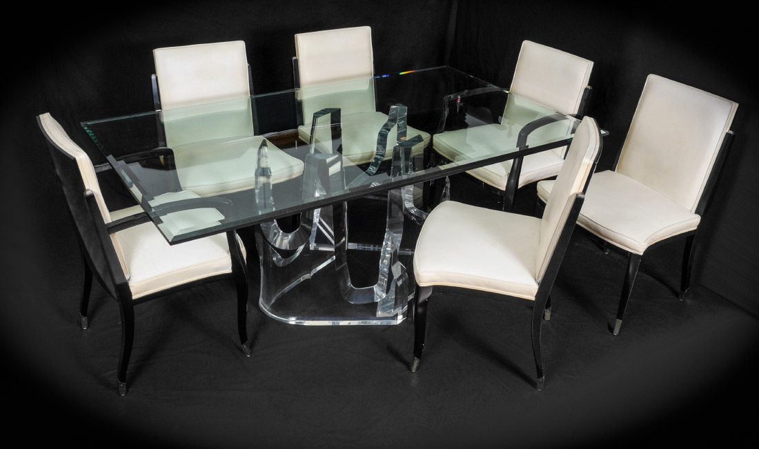 Appraisal: HIGH STYLE ACRYLIC ''ICEBERG'' BASE DINING TABLE Acrylic base designed