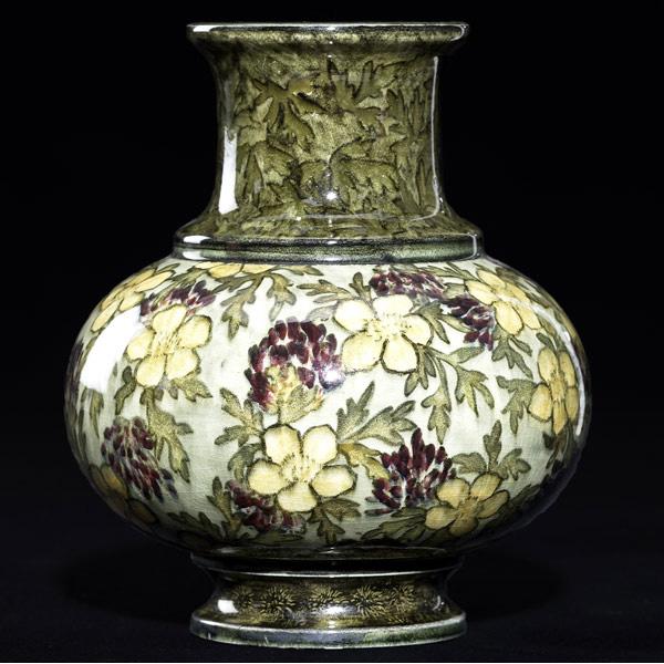 Appraisal: JOHN BENNETT Bulbous vase painted with yellow buttercups and purple