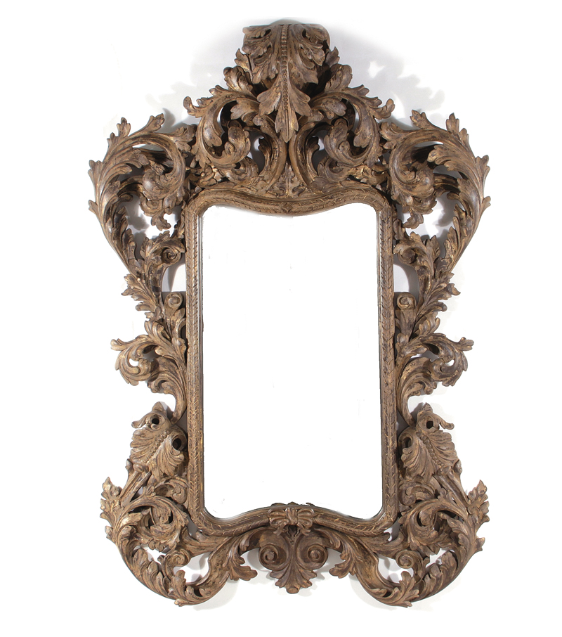 Appraisal: La Barge style carved giltwood mirror H W Provenance South