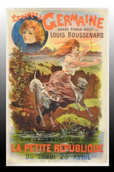 Appraisal: Secret of Germaine Paper Poster on Linen Description Circa French