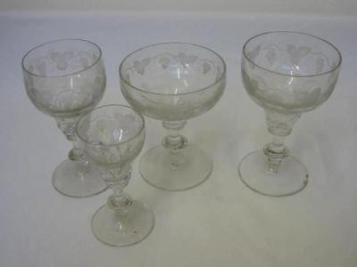 Appraisal: A PART WINE SERVICE the faceted circular bowls wheel cut