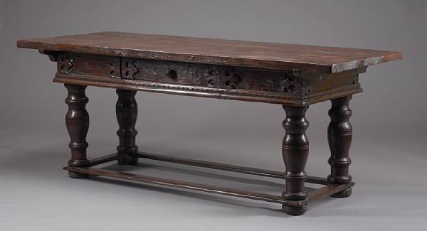 Appraisal: An Italian Baroque style mixed wood table composed of antique