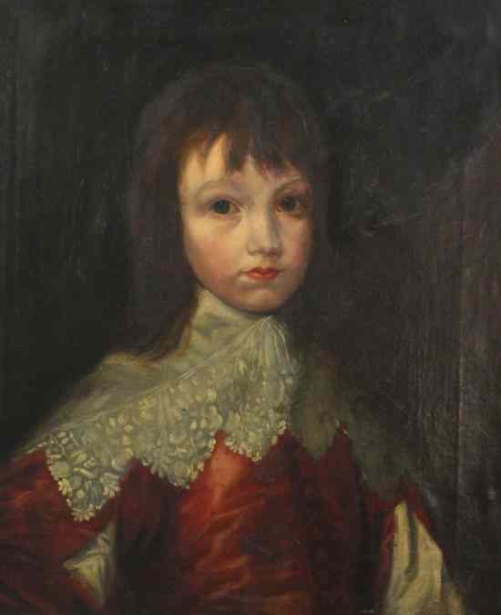 Appraisal: English School oil on canvas Portrait of a boy wearing