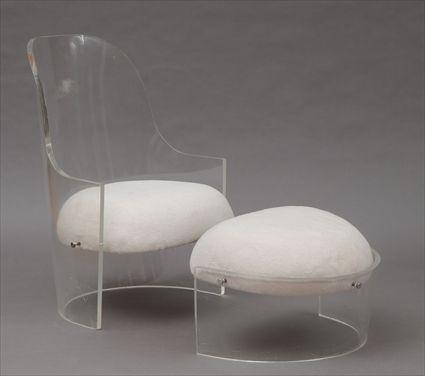 Appraisal: Lucite Armchair and Ottoman Armchair x in Provenance Property from