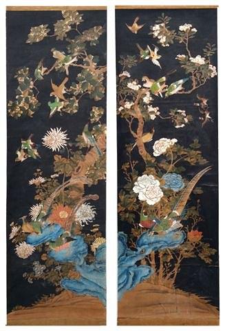 Appraisal: A PAIR OF TH CENTURY JAPANESE SCROLLS each of black