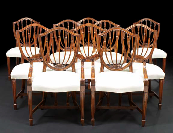 Appraisal: Suite of Ten George III-Style Mahogany Dining Chairs consisting of