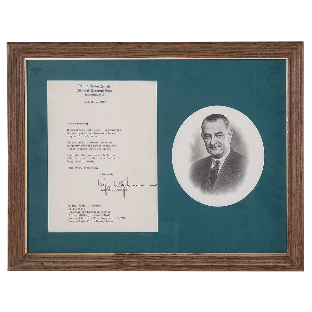 Appraisal: Senator Lyndon B Johnson Letter - On official stationery dated