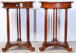 Appraisal: Pair of Mahogany Gueridons The rounded surface with central parquetry