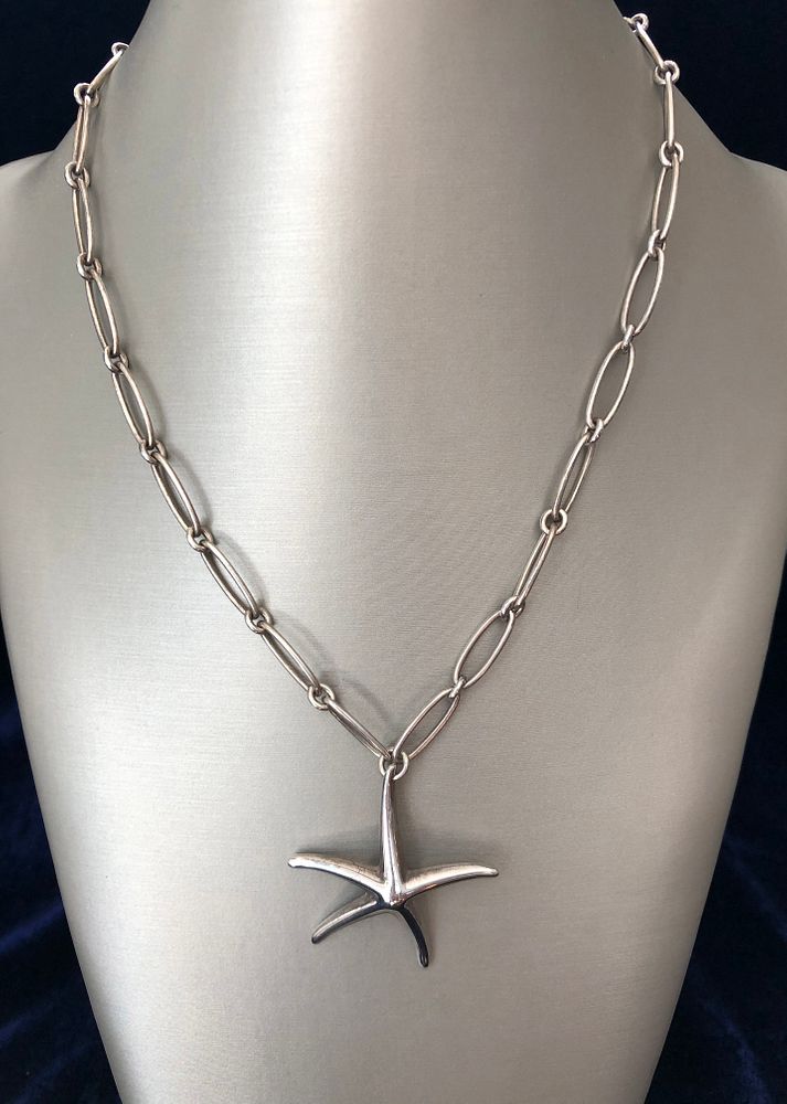 Appraisal: Tiffany Co Elsa Peretti Sterling Silver Starfish Necklace Tiffany Co