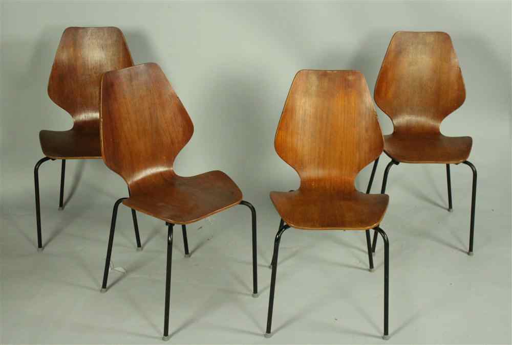 Appraisal: SET OF FOUR DANISH MODERN WALNUT LAMINATE SIDE CHAIRS circa