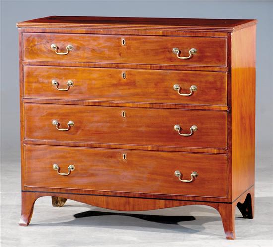 Appraisal: English mahogany four-drawer chest circa rectangular crossbanded top over four