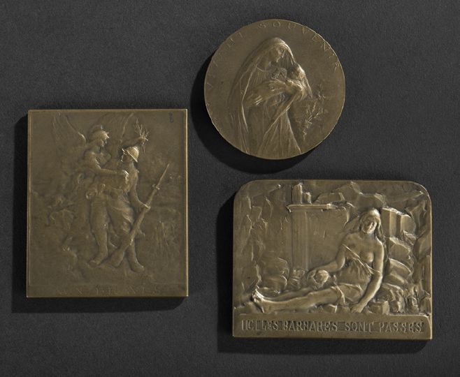 Appraisal: Three French World War I Commemorative Bronze Medals including Anie