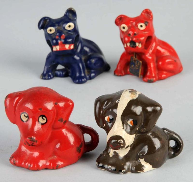 Appraisal: Lot of Cast Iron Dog Pencil Holders Description Two are