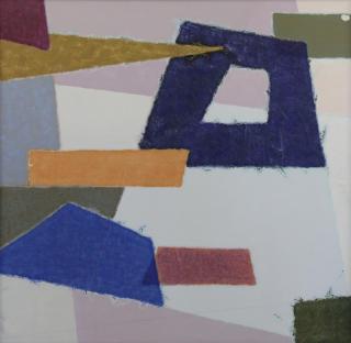 Appraisal: Unknown Oil on Canvas Abstract Compositio with Overlapping Shapes Indistinctly