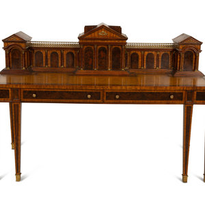 Appraisal: A Maitland-Smith Mahogany Roman Architectural Desk th Century Overall height