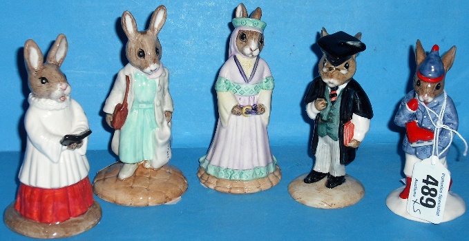 Appraisal: Royal Doulton Bunnykins Figures Schoolmaster DB Choir Singer DB Maid