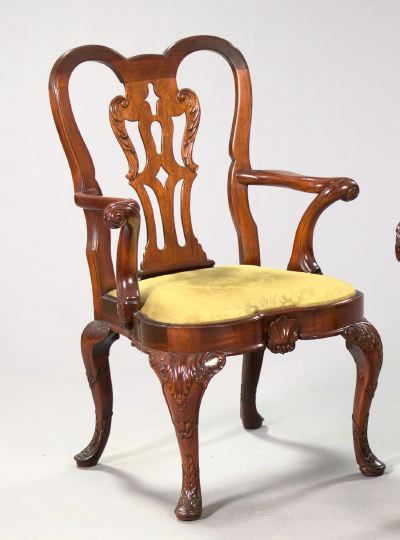 Appraisal: George III-Style Mahogany Armchair in the Queen Anne taste the