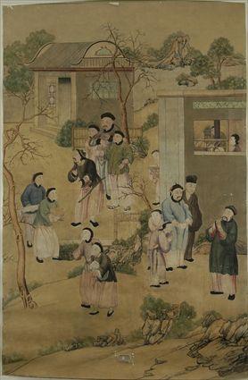 Appraisal: Chinese Painted Wallpaper Panel ft in x ft in