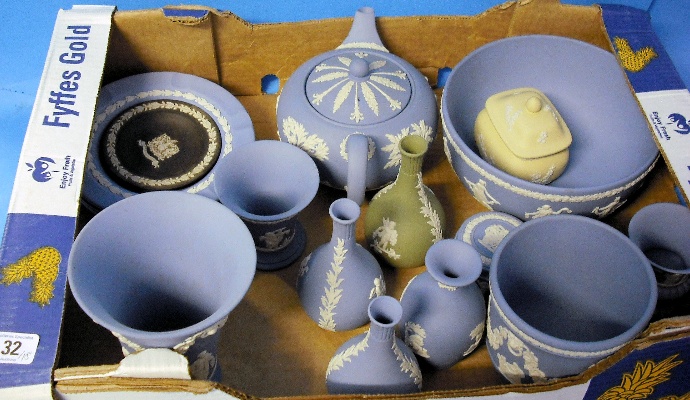 Appraisal: A Collection of Wedgwood Jasperware in Blue Green Yellow comprising