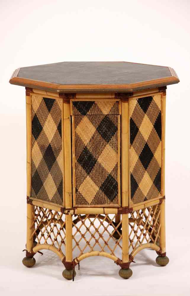 Appraisal: BAMBOO PATIO TABLE - Octagonal Bamboo Patio Table by MacKenzie-Childs