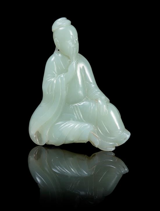 Appraisal: Sale Lot A Carved Celadon Jade Plaque depicting a scholar