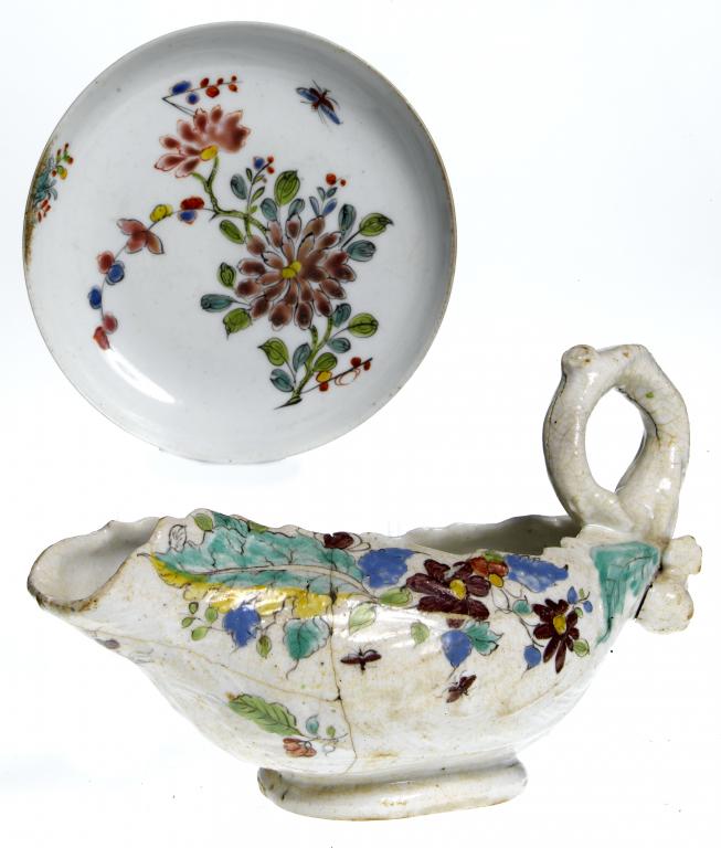 Appraisal: A LONGTON HALL SAUCE BOAT moulded in the form of