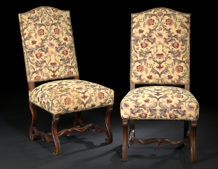 Appraisal: Pair of Louis XIII-Style Oak Sidechairs early th century the