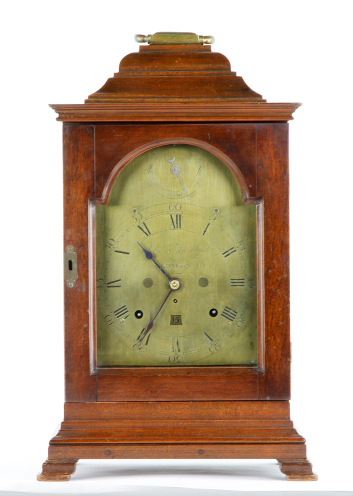 Appraisal: - English Bracket Clock English bracket clock wooden case with