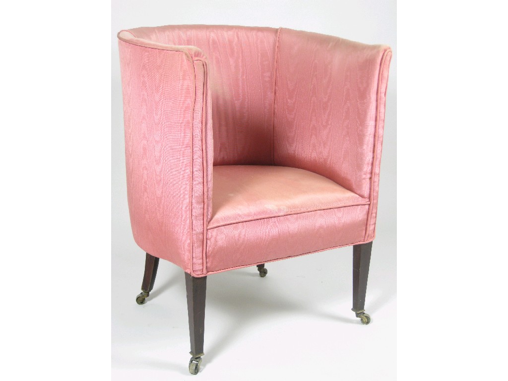 Appraisal: A late th Century barrel back Occasional Chair with pink