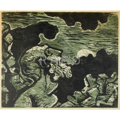 Appraisal: JACOB STEINHARDT German th c Untitled woodcut in two colors