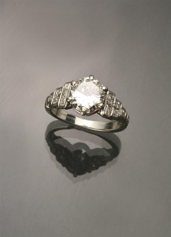 Appraisal: Art Deco Platinum Solitaire Diamond Ring Circa Set with one