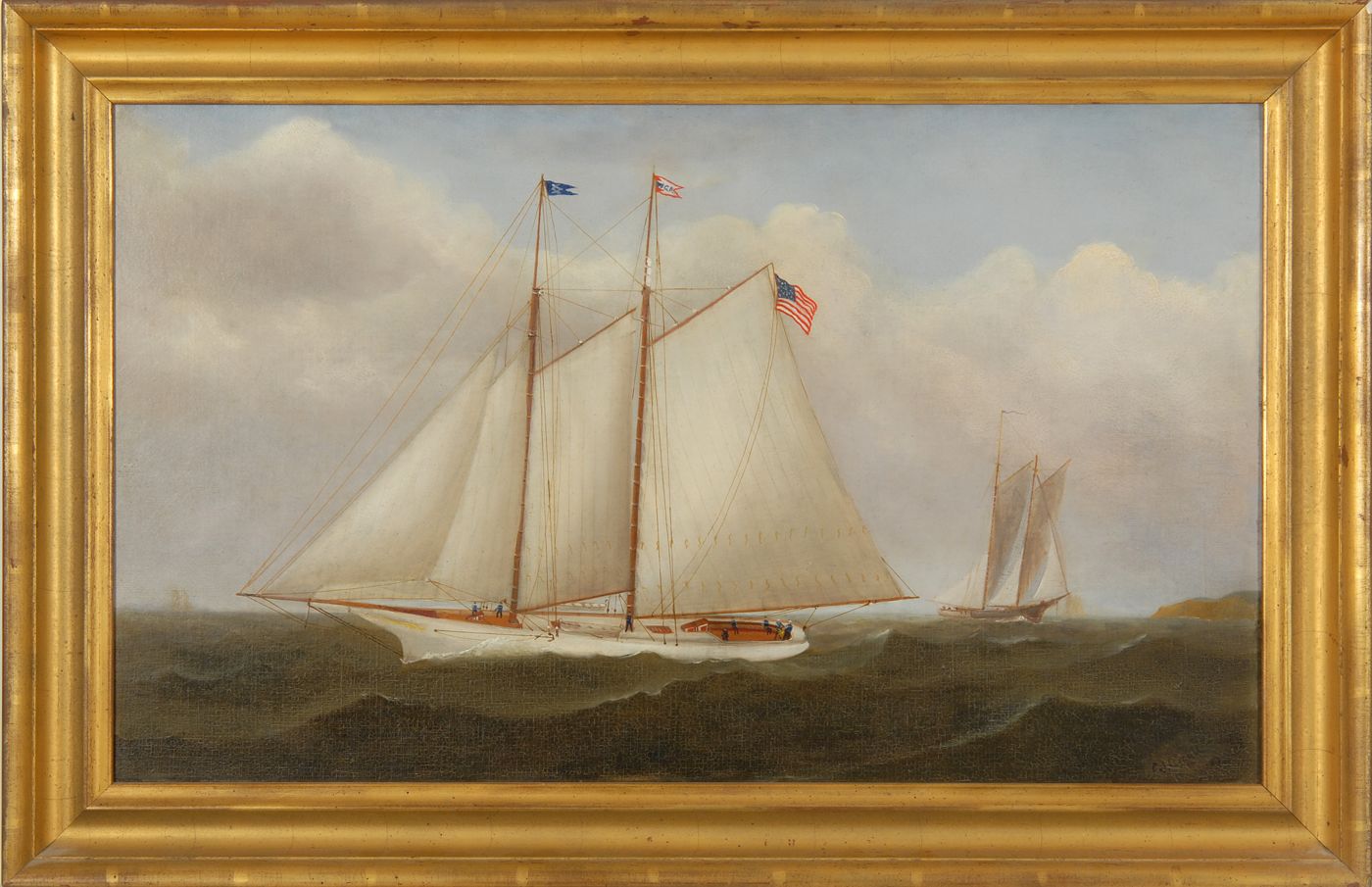 Appraisal: C J ORCUTTAmerican th CenturyYachting scene with a two-masted yacht