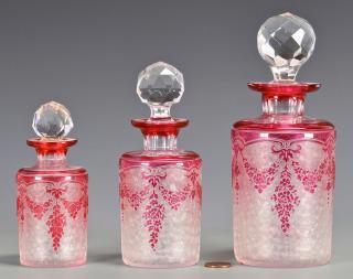 Appraisal: Set of French Val St Lambert Cologne Bottles A set