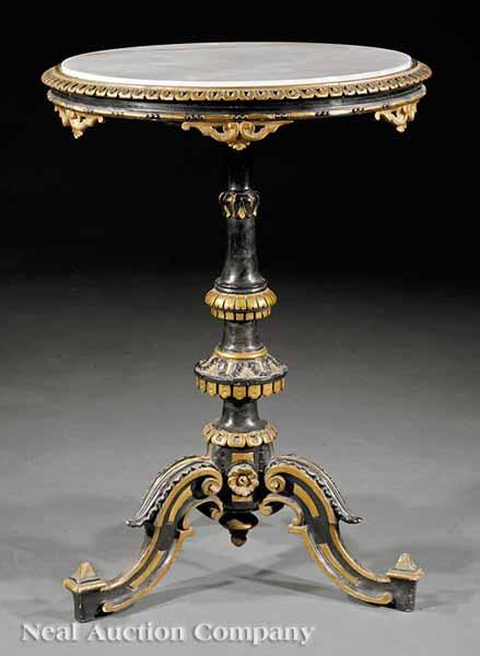 Appraisal: An Antique Ebonized and Gilt Gu ridon in the Louis