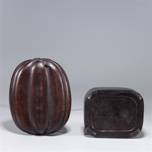 Appraisal: Two Chinese ink stones each set in covered wood container