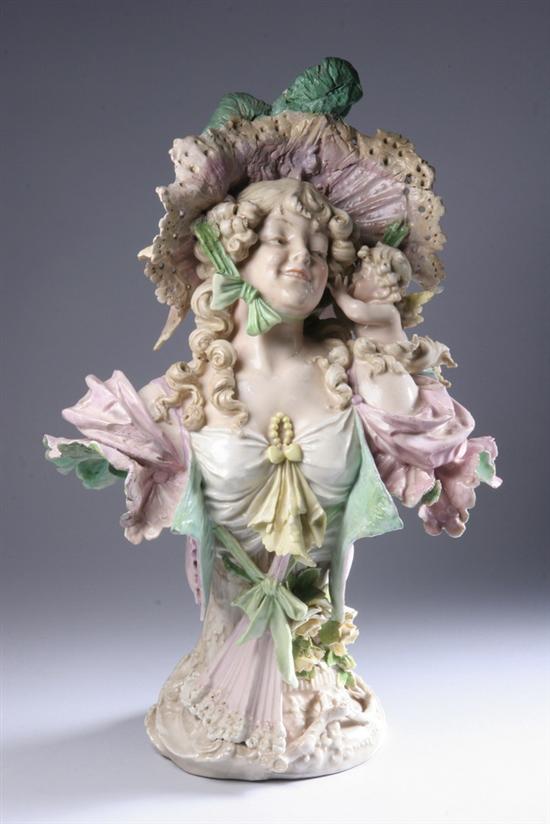 Appraisal: AUSTRIAN ART NOUVEAU CERAMIC BUST OF A WOMAN early th