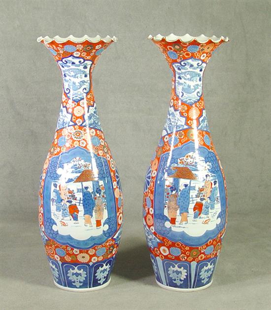 Appraisal: Pair of Chinese Floor Vases th Century Blue and red