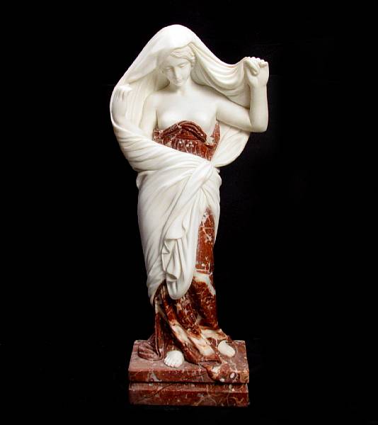 Appraisal: A marble figure of Nature revealing herself height in width