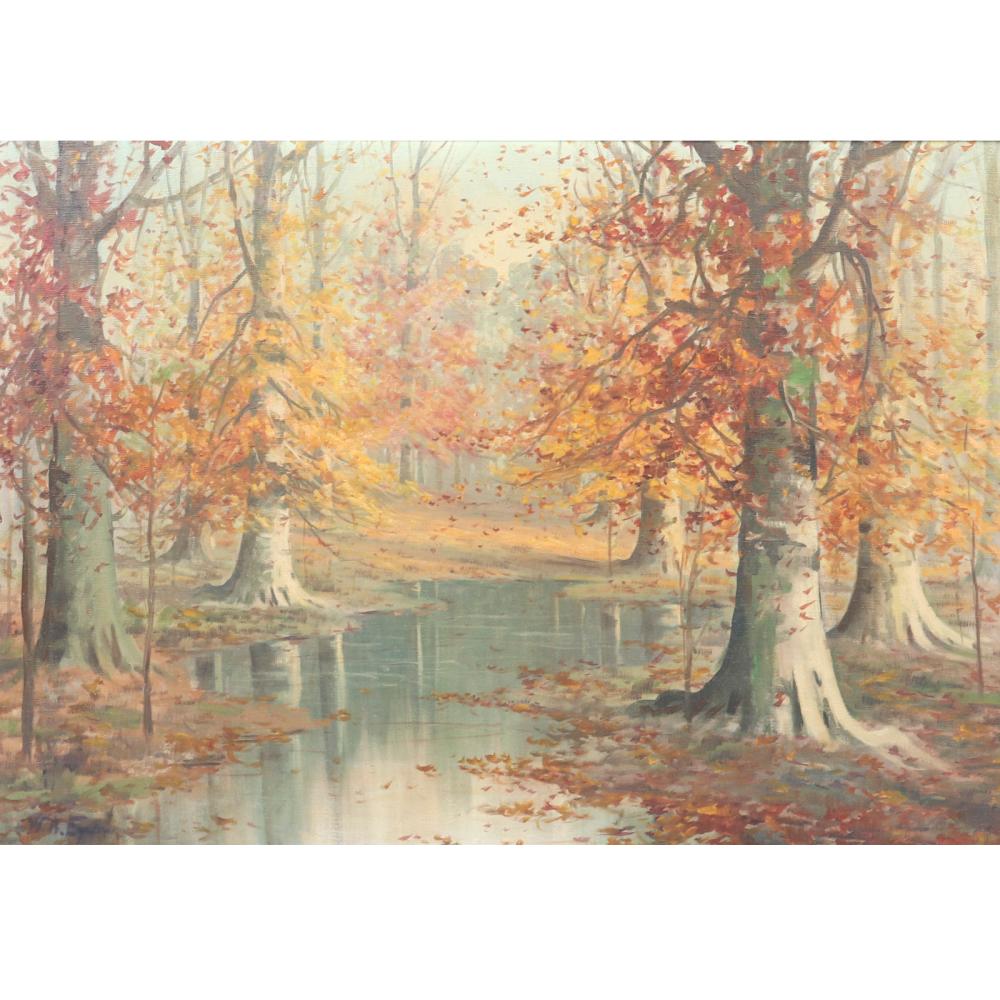 Appraisal: WILLIAM A EYDEN INDIANA - BEECH TREES ALONG THE RIVER