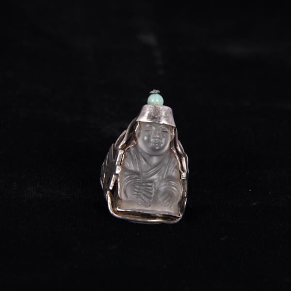 Appraisal: Carved Crystal Buddha Figure Mounted as a ring with sterling