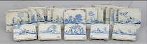 Appraisal: Antique Hand-Painted Glazed Ceramic Tiles A lot of twenty-two hand-painted