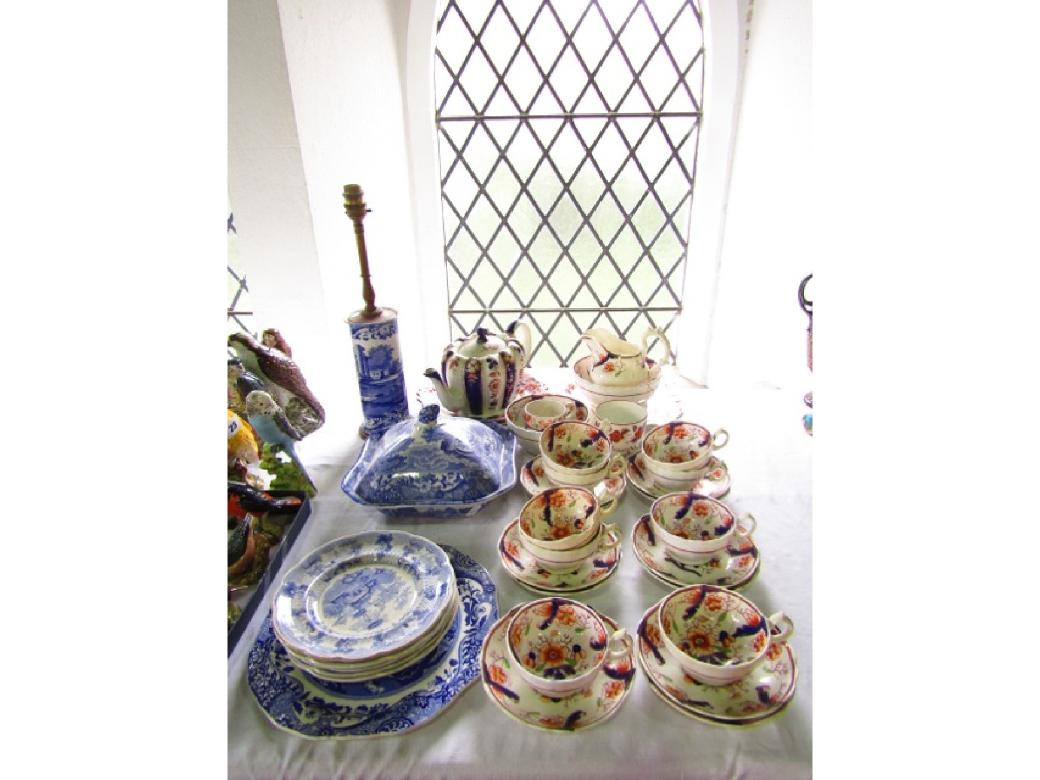 Appraisal: A quantity of th century Gaudy type tea wares with