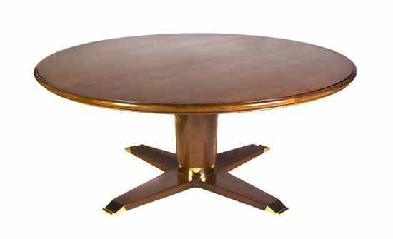 Appraisal: A Contemporary Walnut Dining Table having a circular top raised