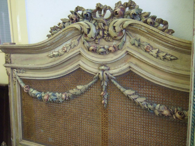 Appraisal: A Louis XVI style double bed the acanthus and floral