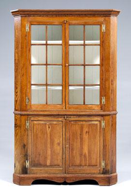 Appraisal: Southern yellow pine corner cupboard single case construction with two