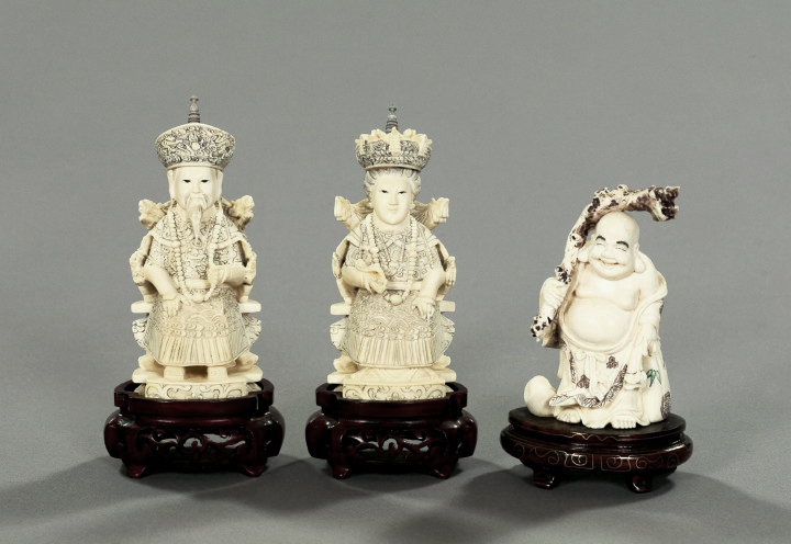 Appraisal: Group of Three Ivory Figures first quarter th century consisting