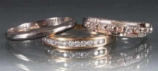 Appraisal: Three gold rings K yellow gold and diamond ring diamonds