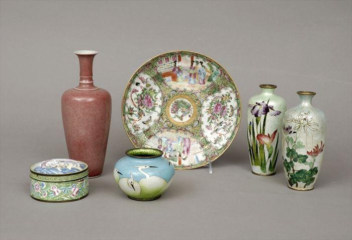 Appraisal: Three Japanese Cloisonn Enamel Vases Together with a Chinese enamel