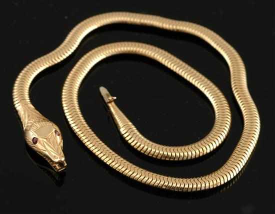 Appraisal: A gold snake necklace by Cartier The snake link chain