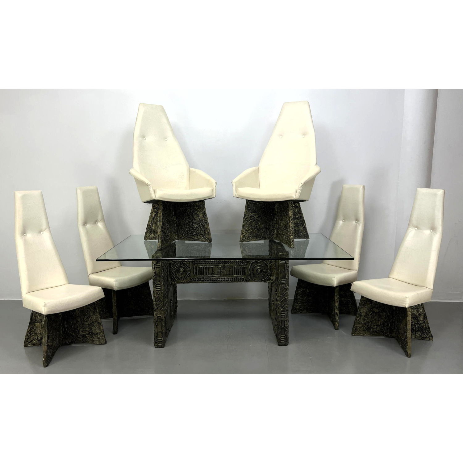 Appraisal: pc Adrian Pearsall Goop Brutalist Dining Set Bronze finish sculptural